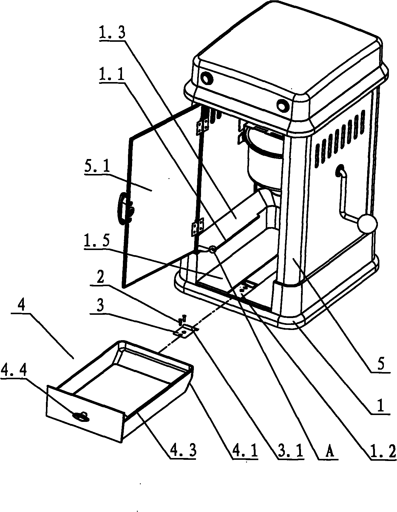 爆米花机的抽屉式结构